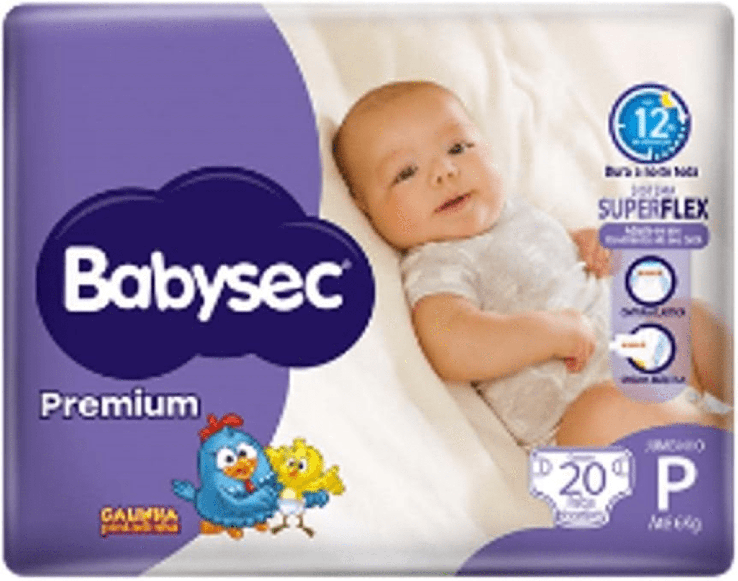 Babysec Fralda Premium P 20 unidades - 12h Gel Extra Absorvente Aloe Vera Vitamina E