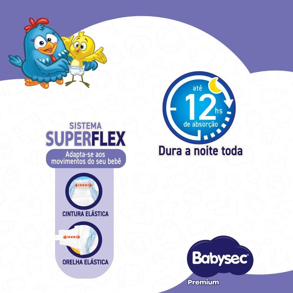 Babysec Fralda Premium P 20 unidades - 12h Gel Extra Absorvente Aloe Vera Vitamina E - Imagem 2