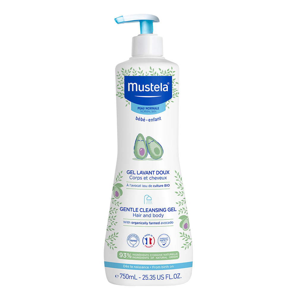 Gel Lavante Bebê Corpo e Cabelo Pele Normal 750ml Perseose Abacate Mustela Limpeza Suave