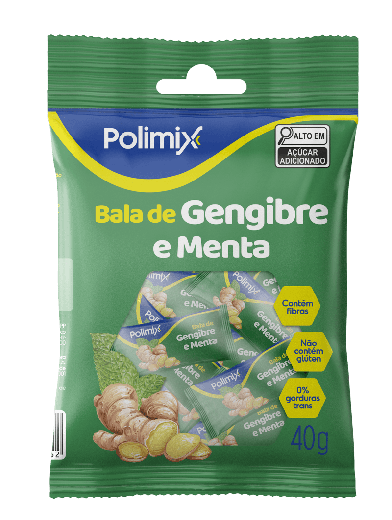 Bala Gengibre e Menta Polimix 40g