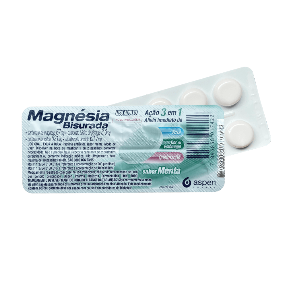 Magnesia Bisurada 63,70mg+ 521,0mg+67,0mg+3,0mg Past Ct Bl Al Plas Incx200