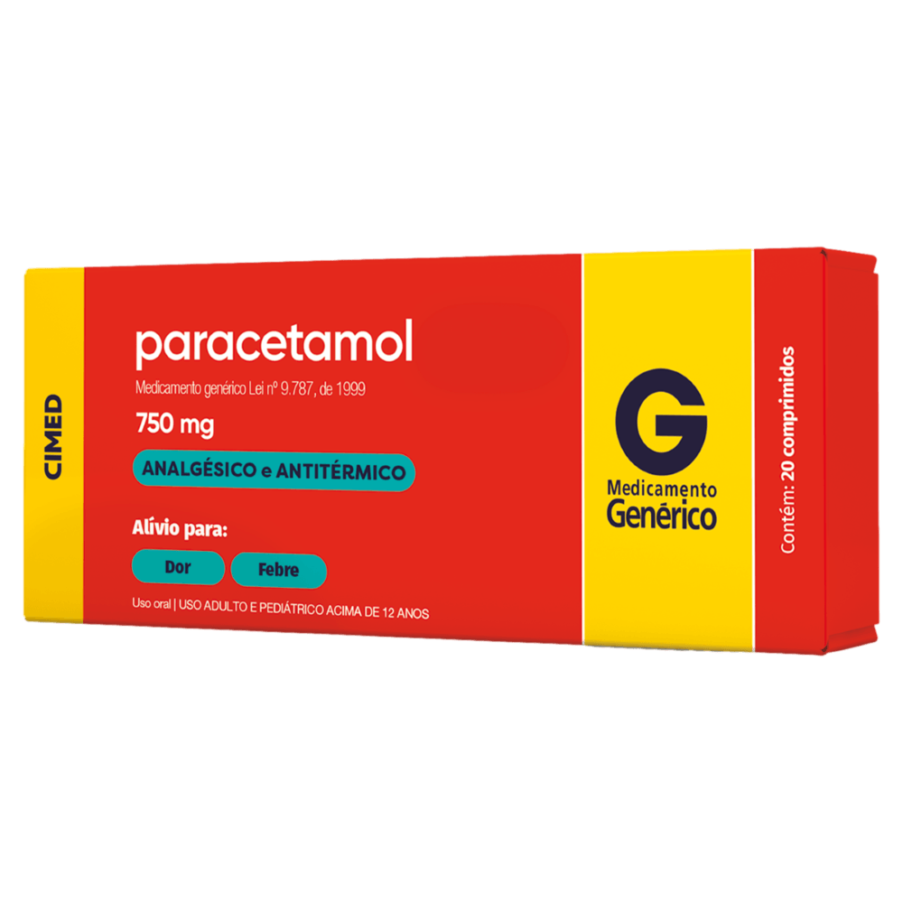 Paracetamol 750mg 20 Comp Cimed Generico