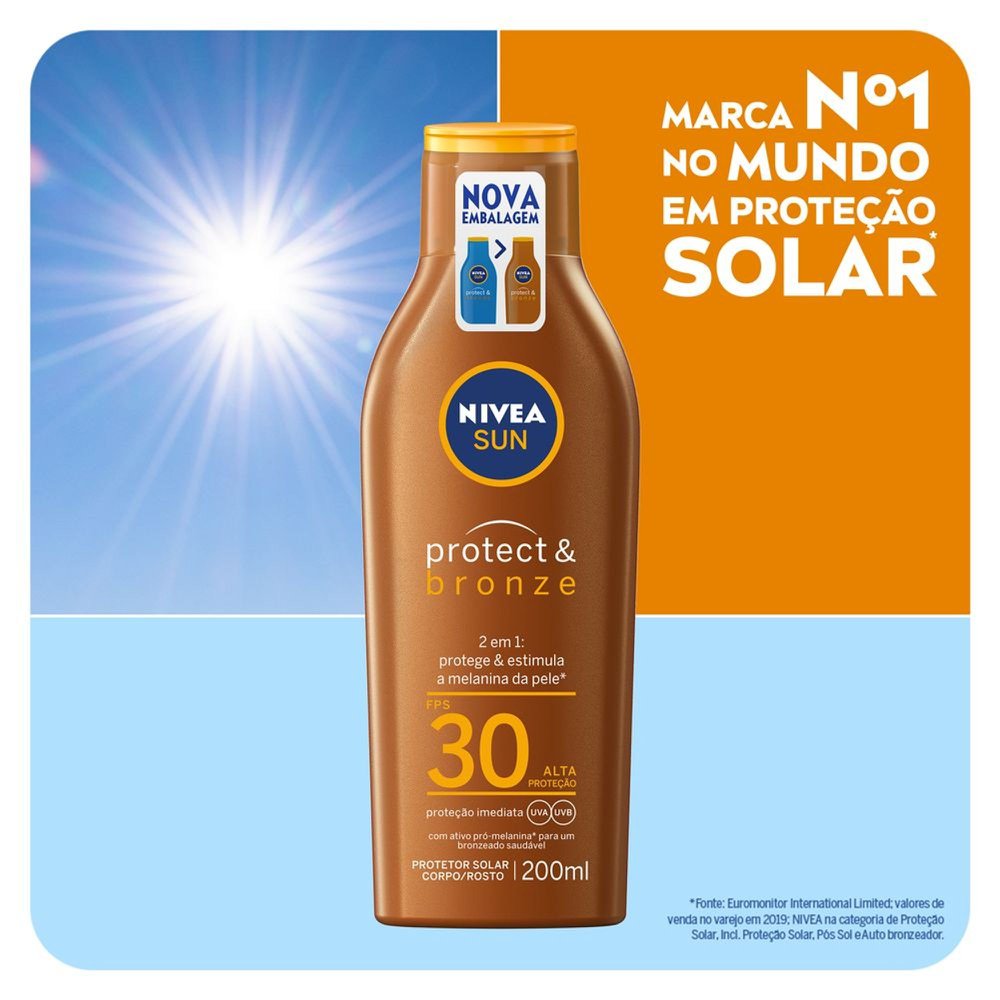 NIVEA SUN Protetor Solar Protect & Bronze FPS 30 200ml - Imagem 2