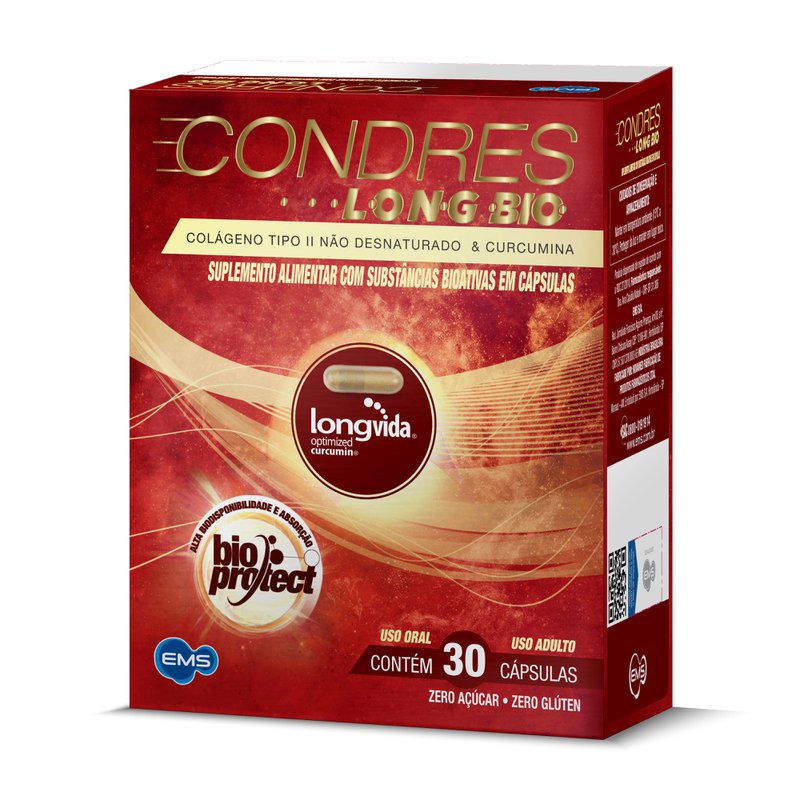 Colageno Tipo 2 Condres Long Bio Curcumina - 30 Cápsulas — Suplemento Condres Long Bio Colágeno Tipo Ii 30 Cápsulas