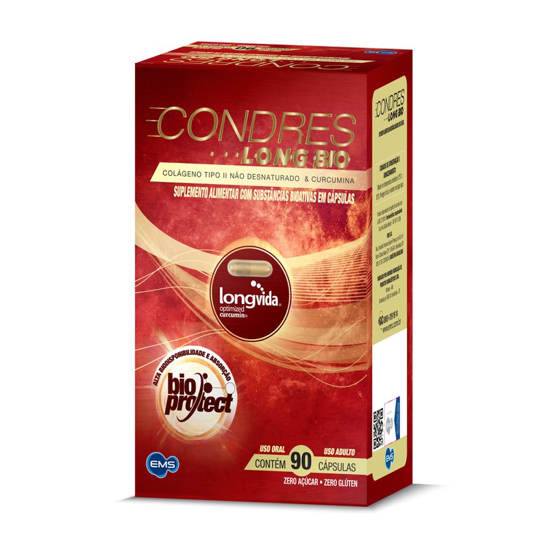 Colageno Tipo 2 Condres Long Bio Curcumina - 90 Cápsulas — Suplemento Alimentar Colágeno Tipo Ii Condres Long Bio 90 Cápsulas