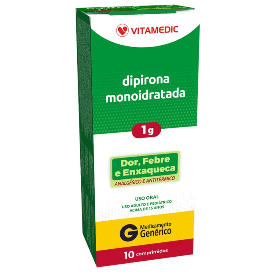 Dipirona Monoidratada 1G 10 Comprimidos - Vitamedic