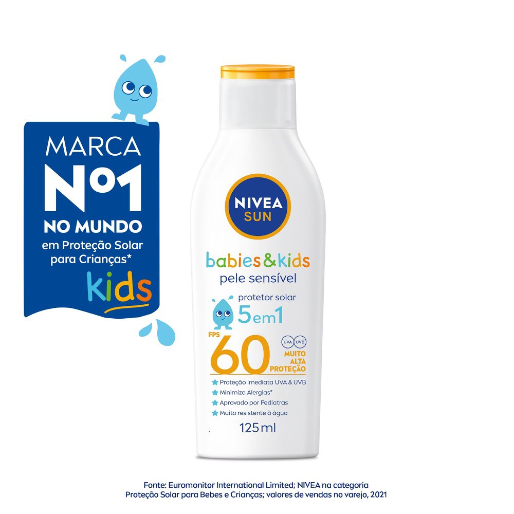 NIVEA SUN Protetor Solar Kids & Babies Pele Sensível FPS 60 125ml - Imagem 3