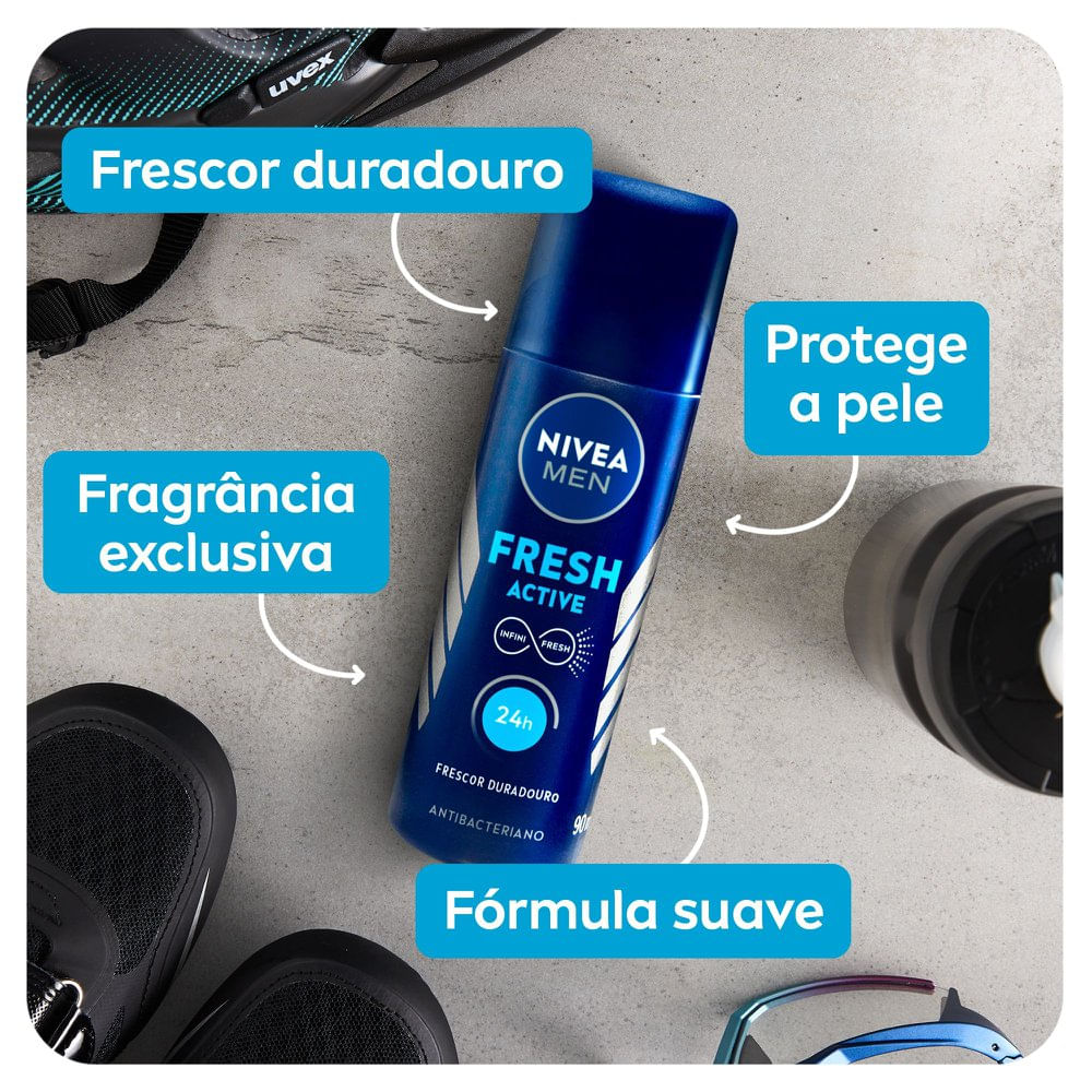 Desodorante Antitranspirante Spray Nivea Men Fresh Active - 90ml - Imagem 5