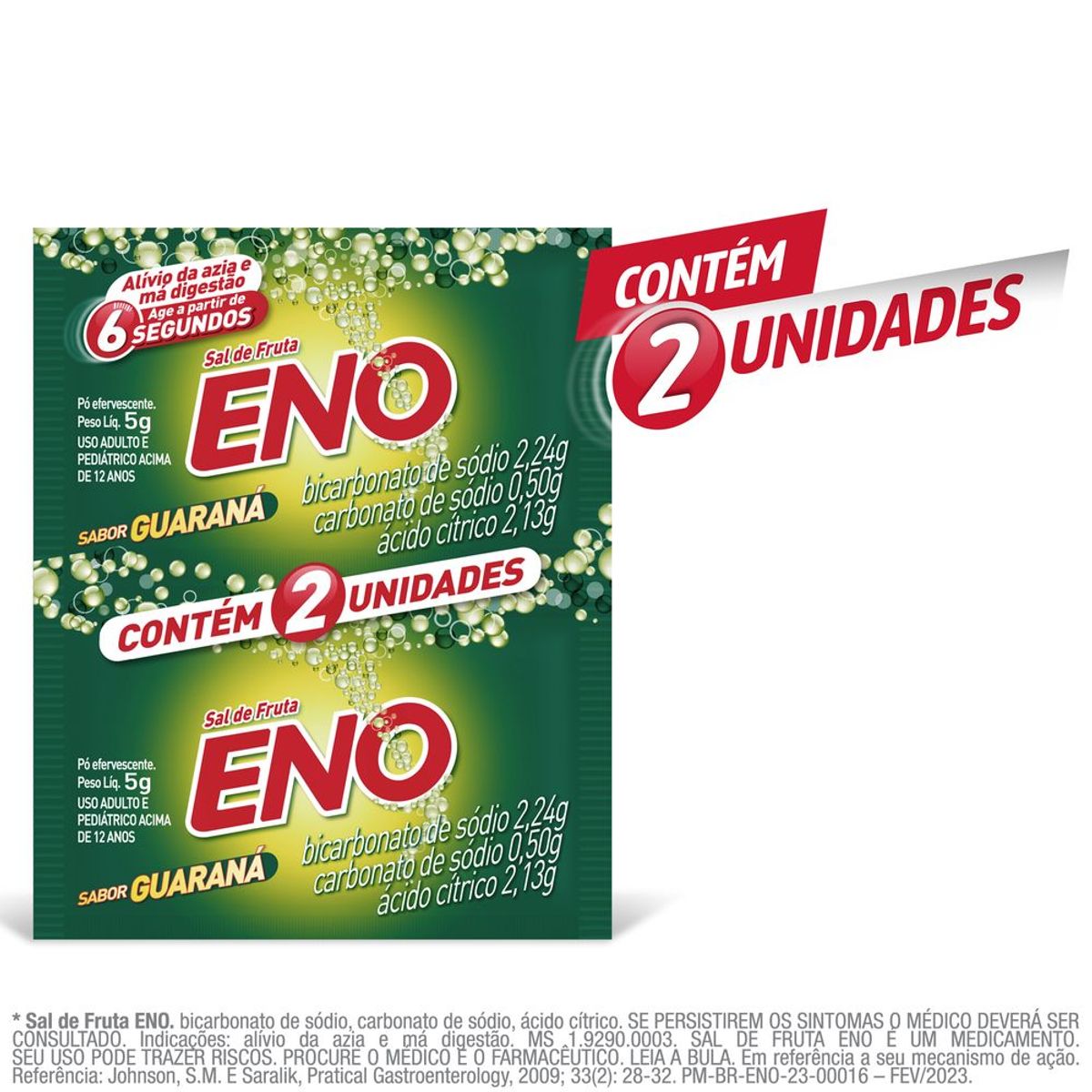 Sal de Fruta Eno Guaraná Antiácido Pó Efervescente - 2 sachês de 5g