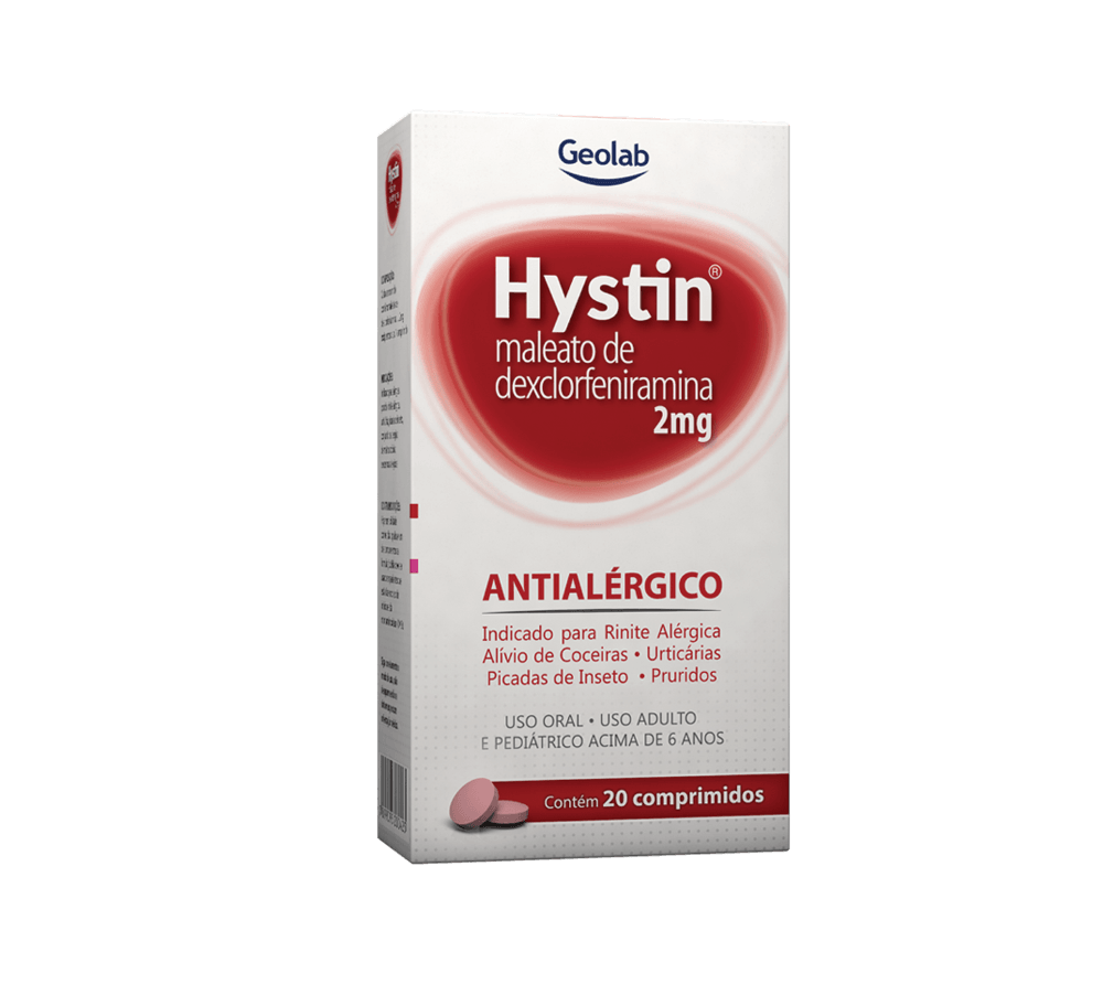 Hystin Maleato De Dexclorfeniramina 2Mg - 20 Comprimidos