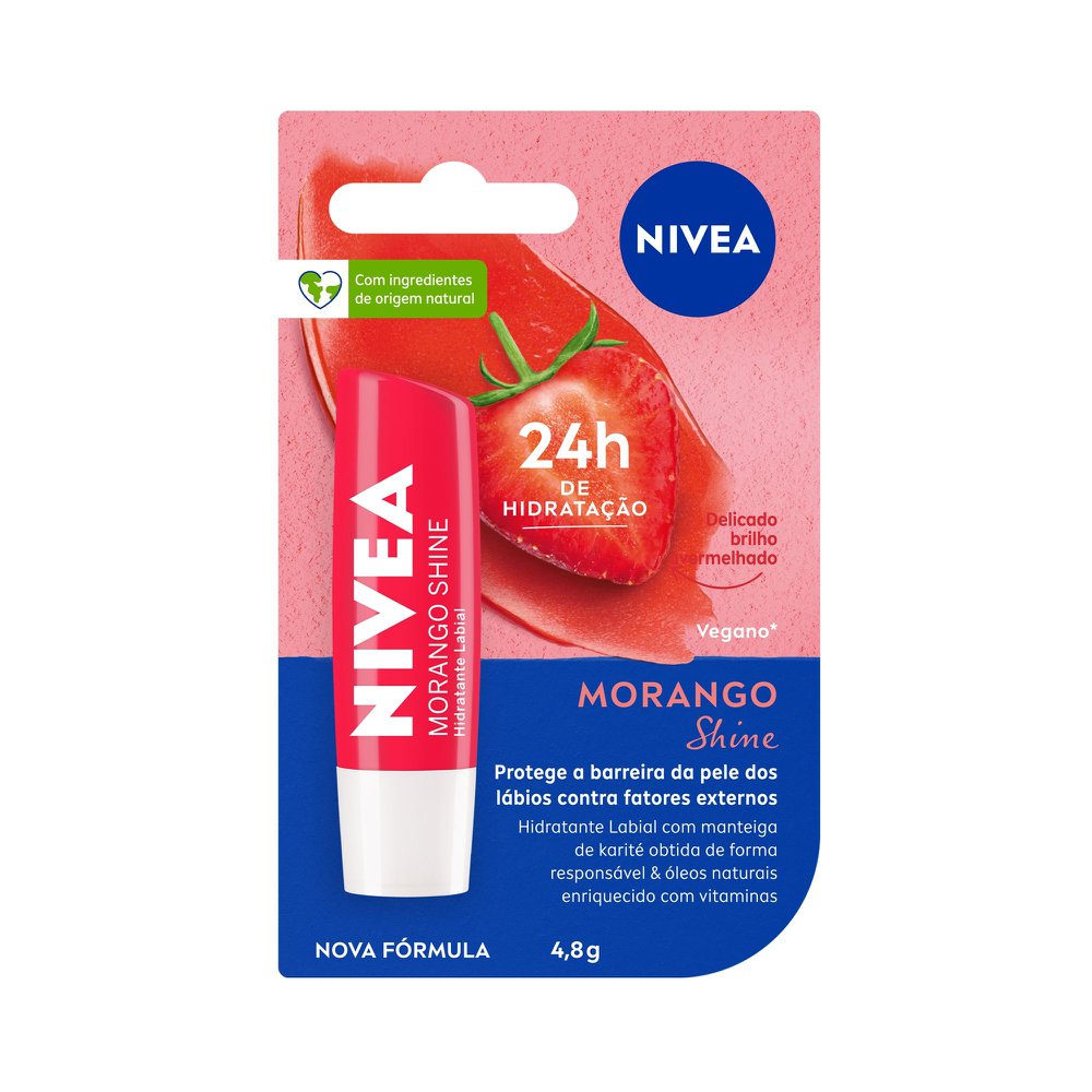 Hidratante Labial Morango Shine Brilhoso 4,8 g Nivea