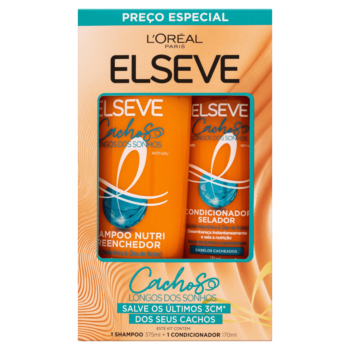 Kit Elseve Shampoo 375ml + Condicionador 170ml Cachos Longos Dos Sonhos