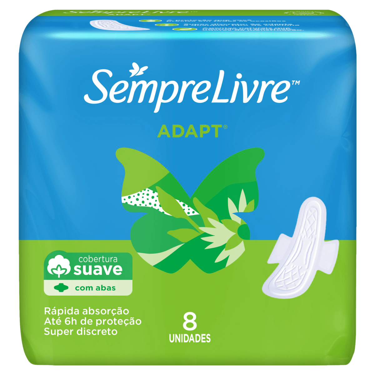 Absorvente com Abas Suave Sempre Livre Adapt Pacote 8 Unidades