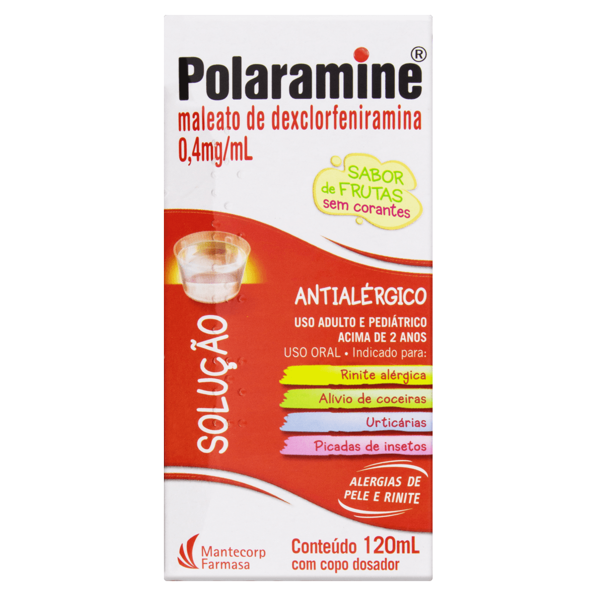 Antialérgico Polaramine Dexclorfeniramina 0,4Mg/Ml Solução Oral 120Ml