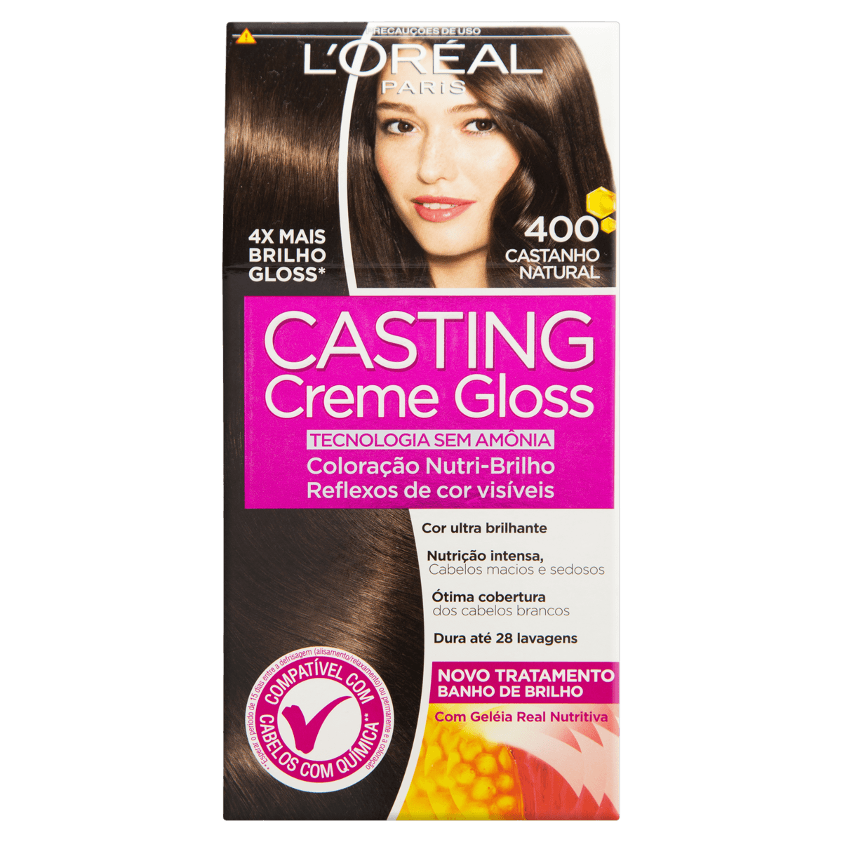 Kit Coloração Creme 400 Castanho Natural L'oréal Paris Casting Gloss