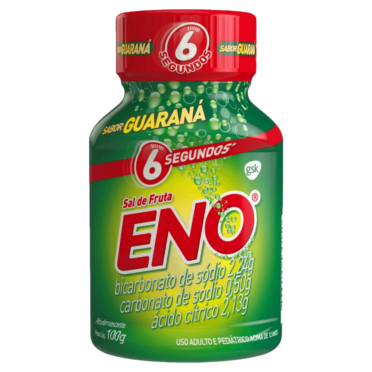 Antiácido Sal de Fruta Eno Guaraná 100g Pó Efervescente