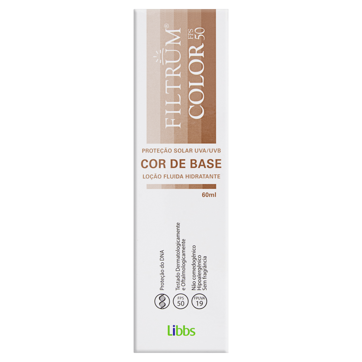 Protetor Solar com Cor FPS 50 sem Fragrância Filtrum Color Caixa 60ml