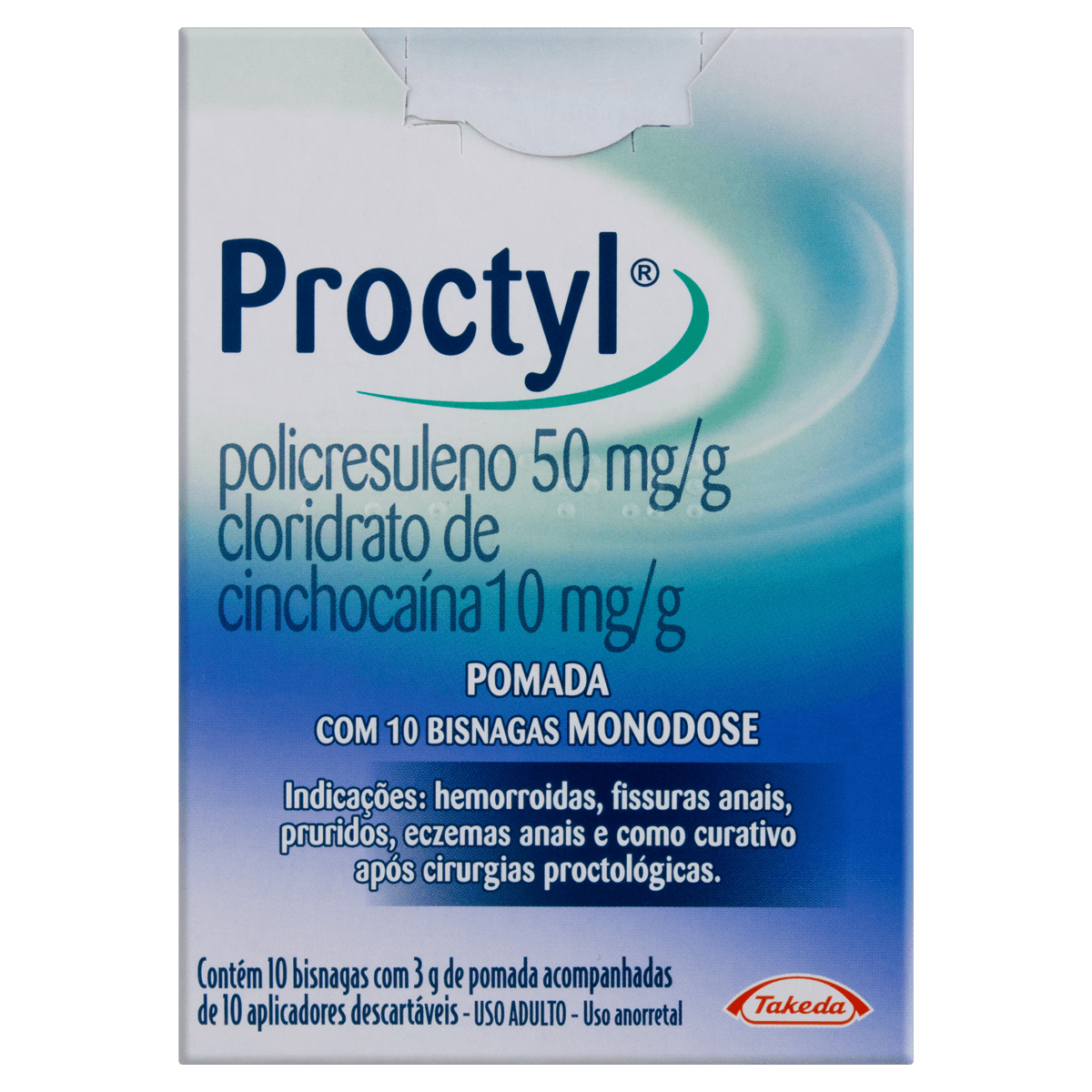Proctyl 50 Mg/G + 10 Mg/G Takeda 10 Bisnagas De 3 G Pomada Retal — Pomada Proctyl 50Mg/G + 10Mg/G Takeda 3G Pomada De Uso Retal 10 Aplicadores