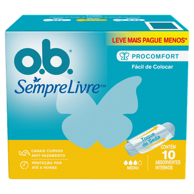 Absorvente Interno Sempre Livre Pro Comfort Médio 10 Unidades Sem Superabsorventes Ob