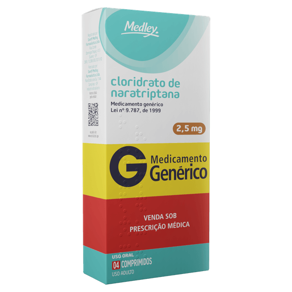 Cloridrato de Naratriptana 2,5mg 4 Comprimidos - Medley