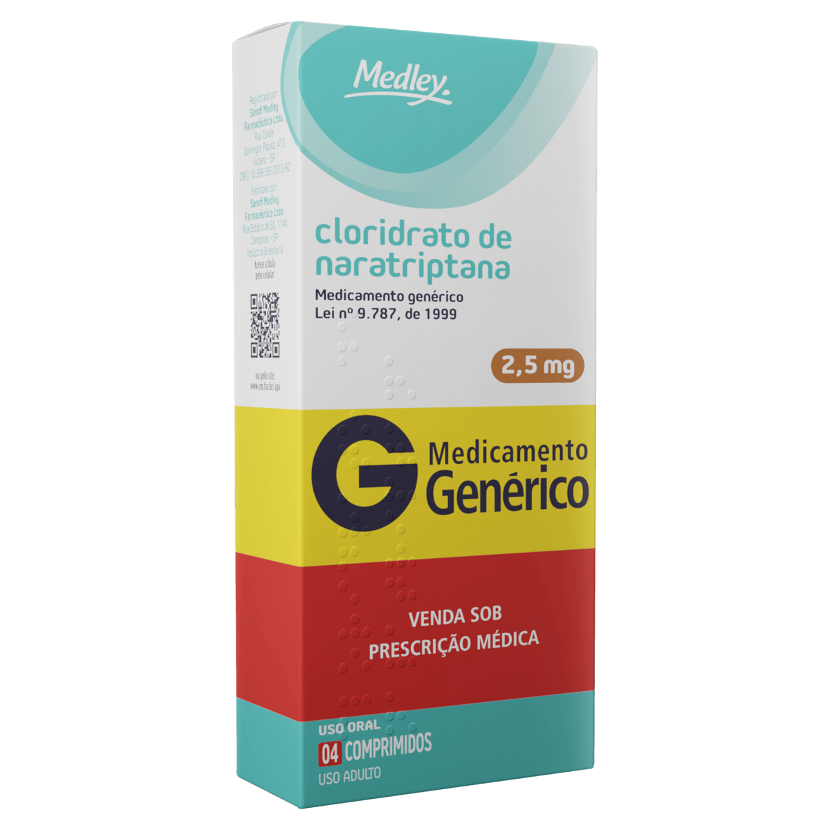 Analgésico Cloridrato de Naratriptana Medley 2,5mg Comprimido 4 Unidades