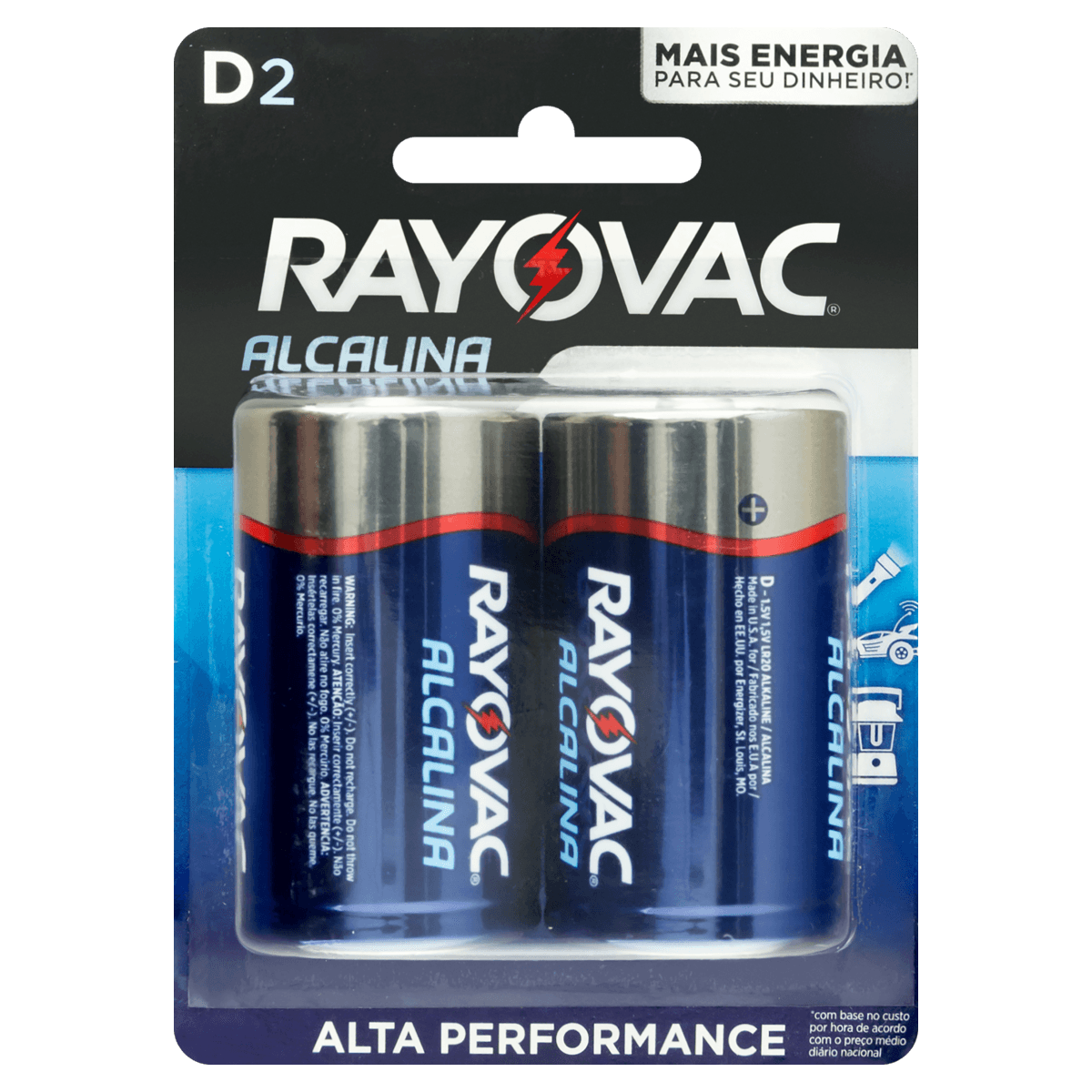 Pilha Rayovac Alcalina Grande 2Un