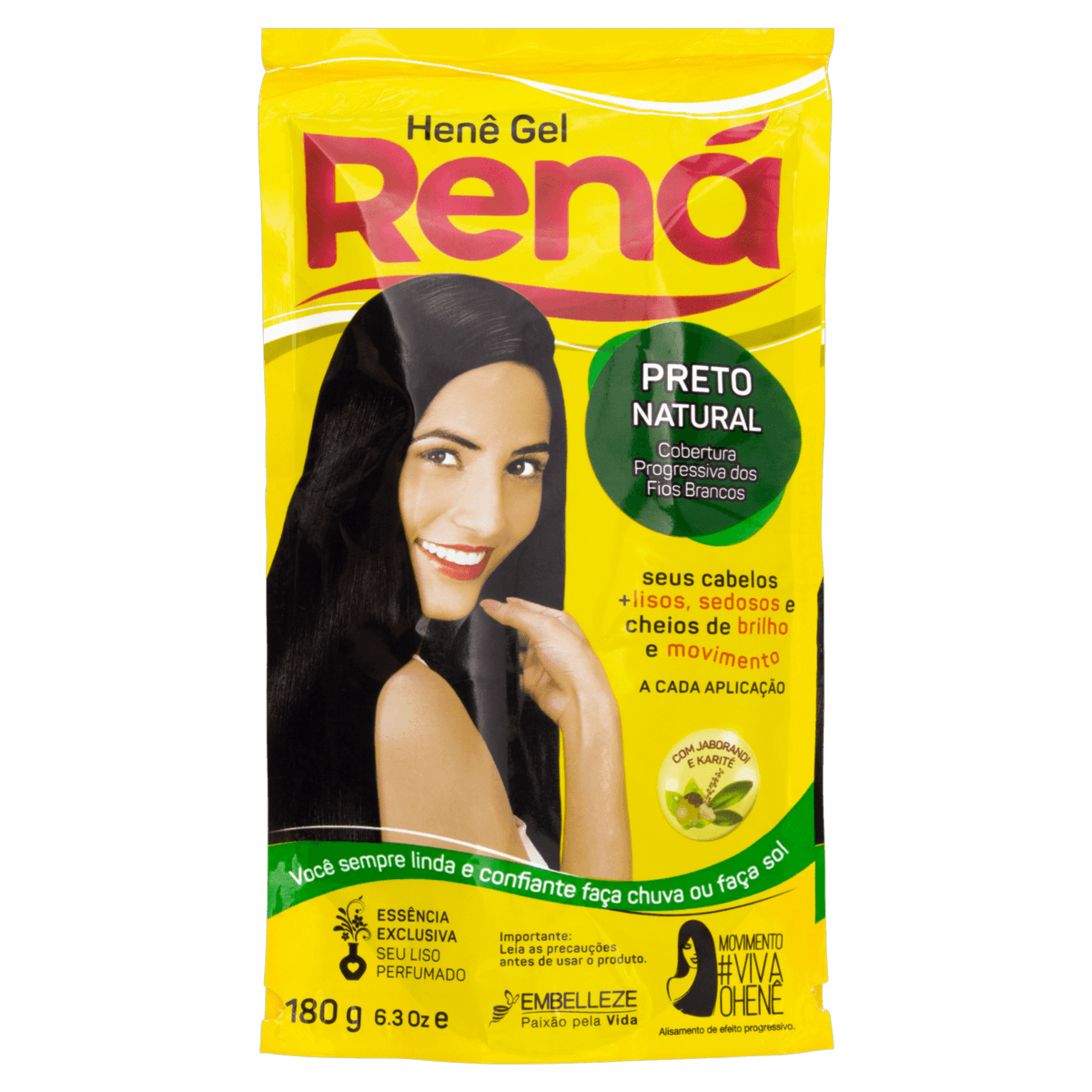 Alisante Henê Gel Rena Jaborandi Preto Natural 180g Embelleze