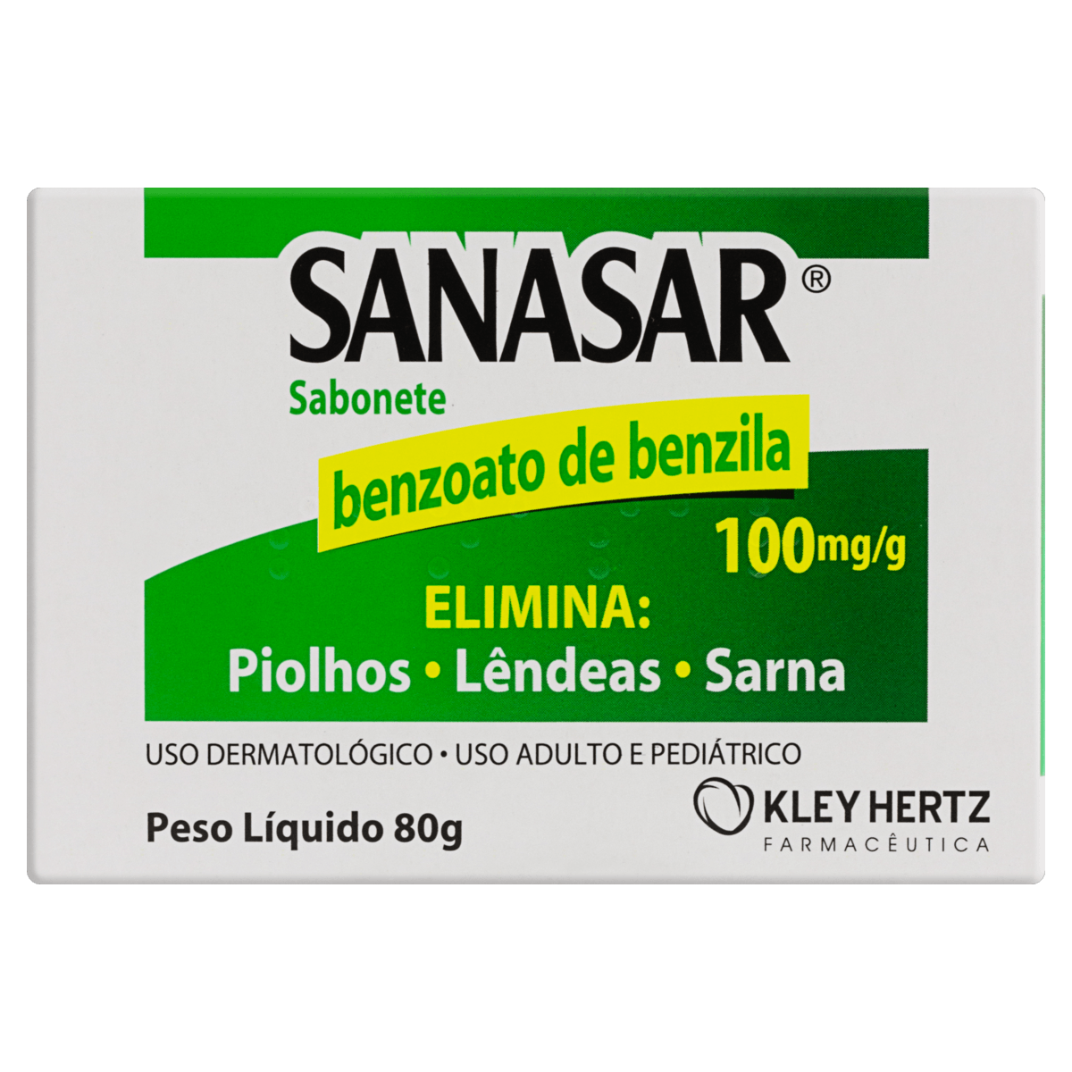 Sabonete Sanasar 80g Benzoato de Benzila 100mg/g Kley Hertz - Elimina piolhos e sarna