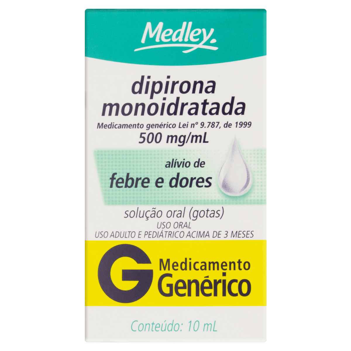 Dipirona Sódica 500mg Solução Oral 10ml - Genérico - Medley