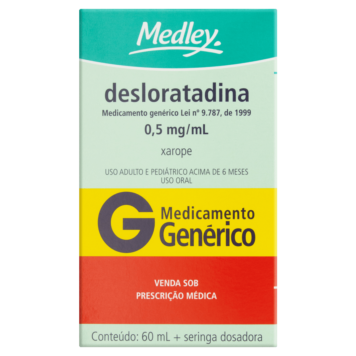 Desloratadina 0,5mg/ml Medley 60ml Xarope