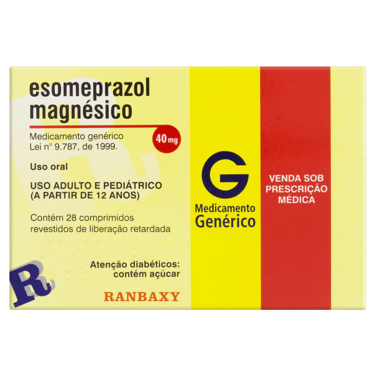 Esomeprazol Magnésico Ranbaxy 40mg Comprimido 28 Unidades