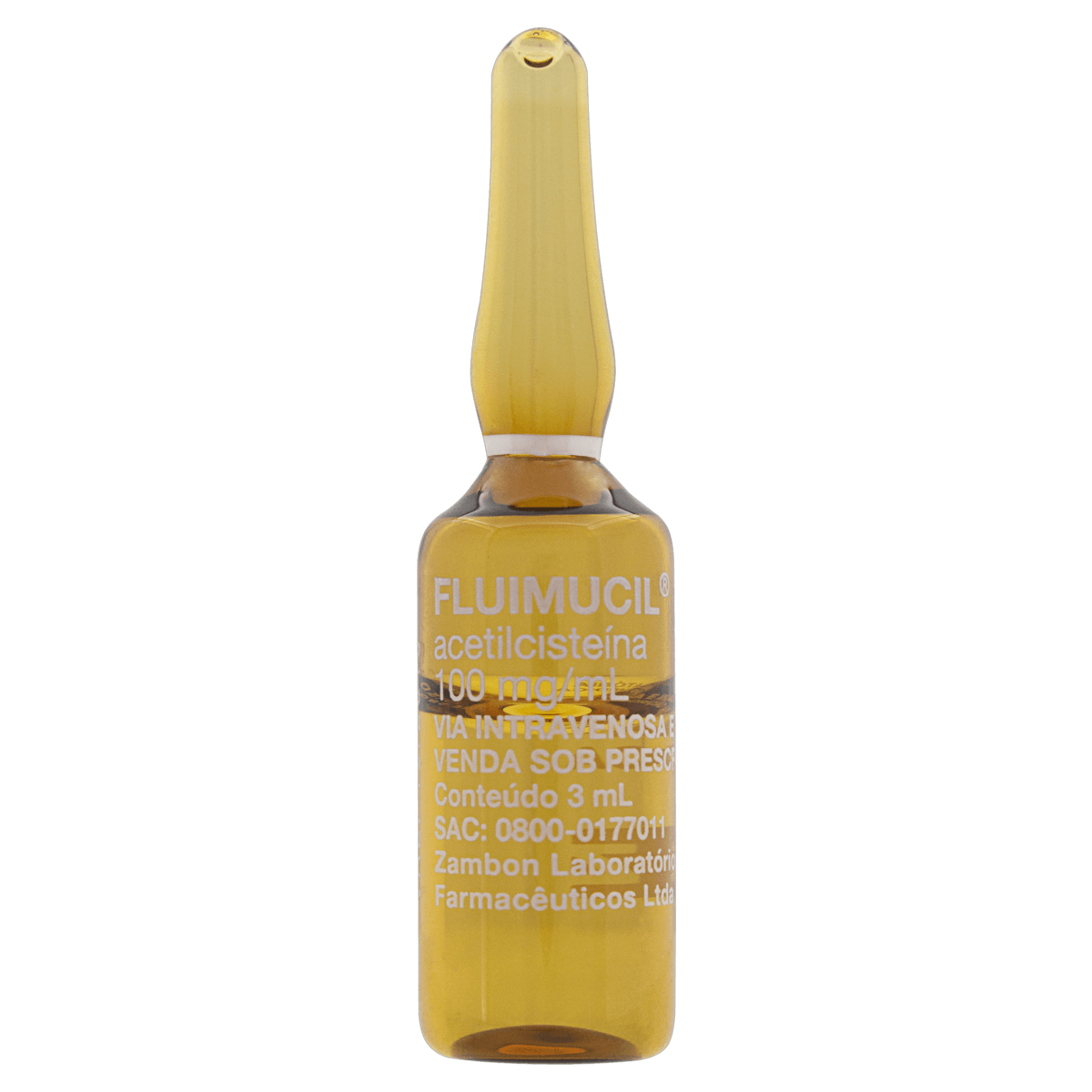 Fluimucil 100mg Solução Injetável 3ml 5 Ampolas