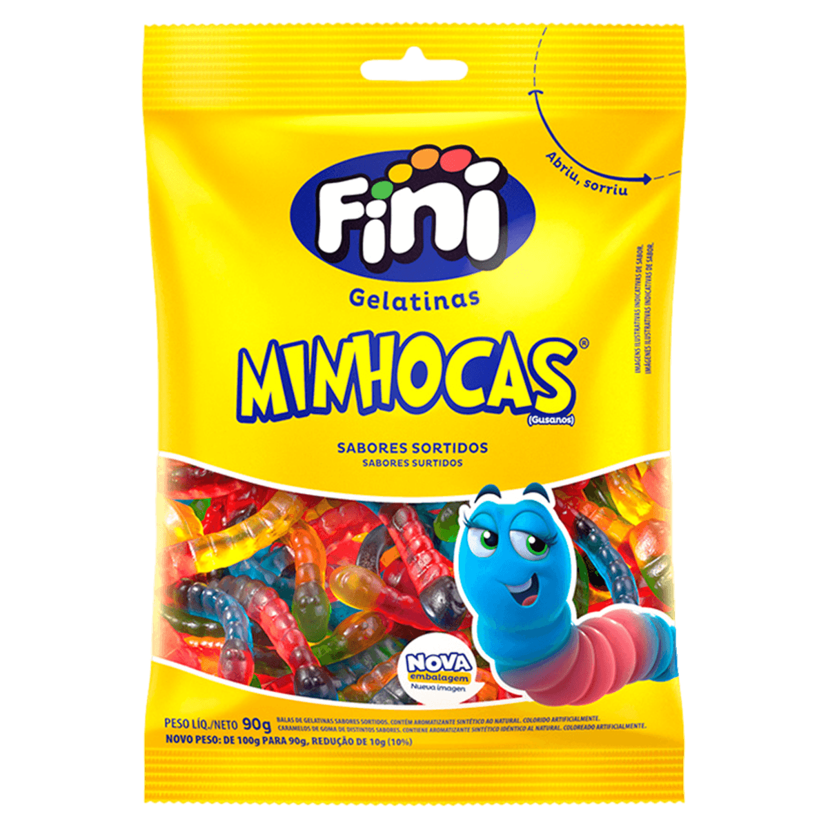 Bala Gelatina Minhocas Brilho Fini 100g