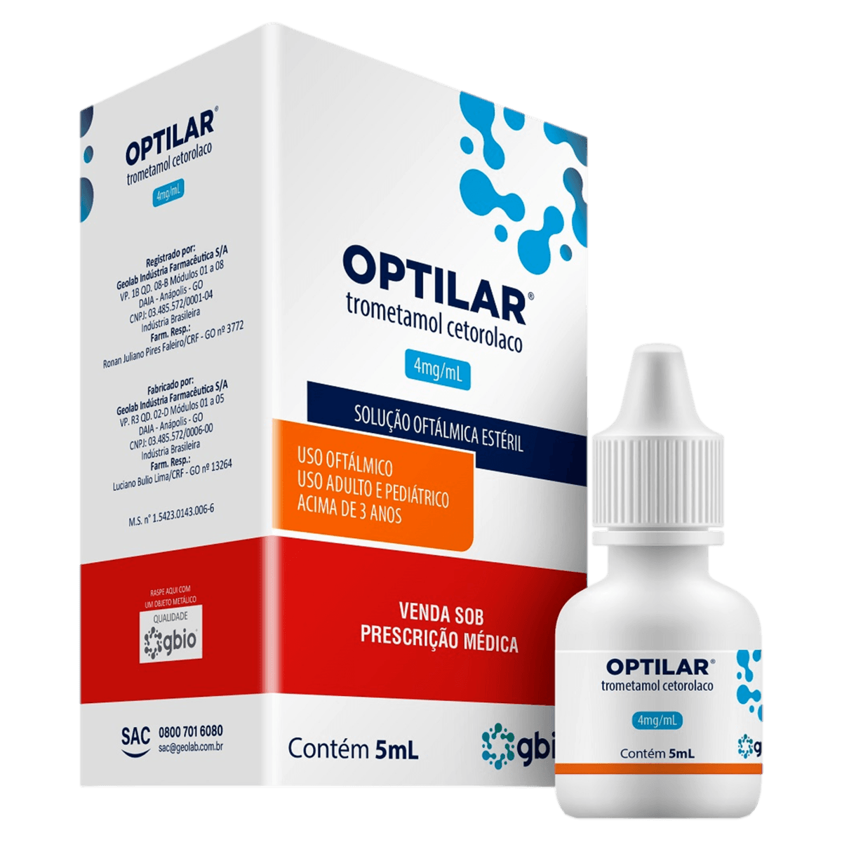 Optilar 4Mg/Ml Solução Oftálmica 5Ml