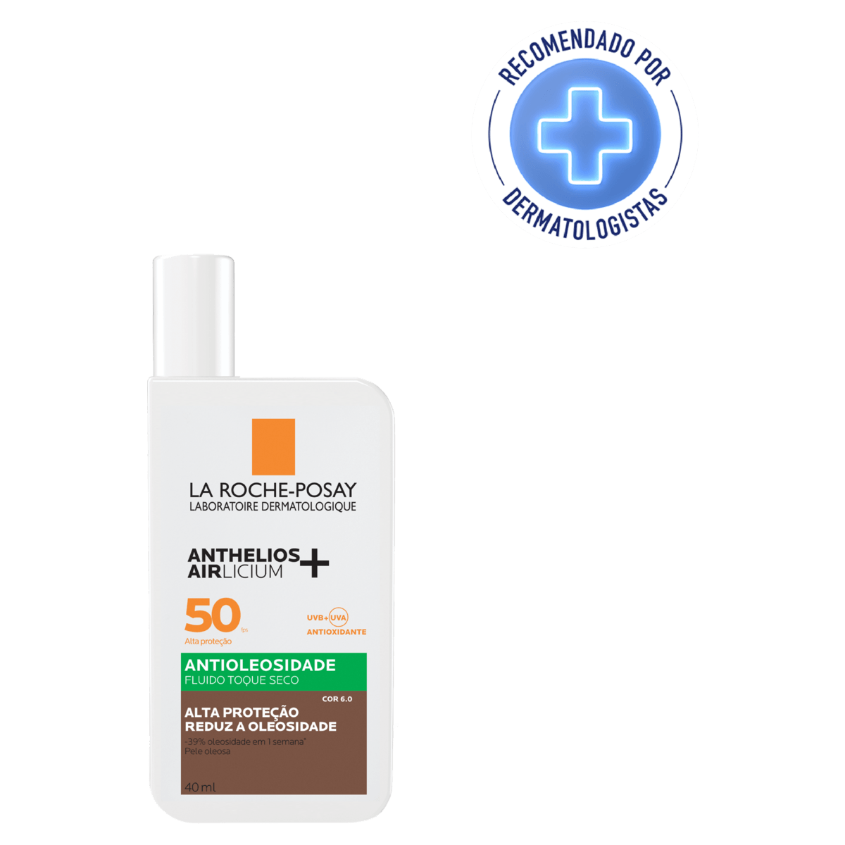 Protetor Solar Facial Anthelios Airlicium FPS 50 Antioleosidade Cor 6.0 - 40ml