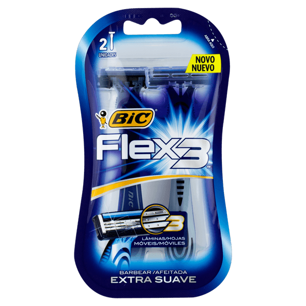 Aparelho Descartável de Barbear Flex 3 Lâminas 2 Unidades Aço Inox Bic Kit Aparelho Barbear Bic Flex 02Un - Bic