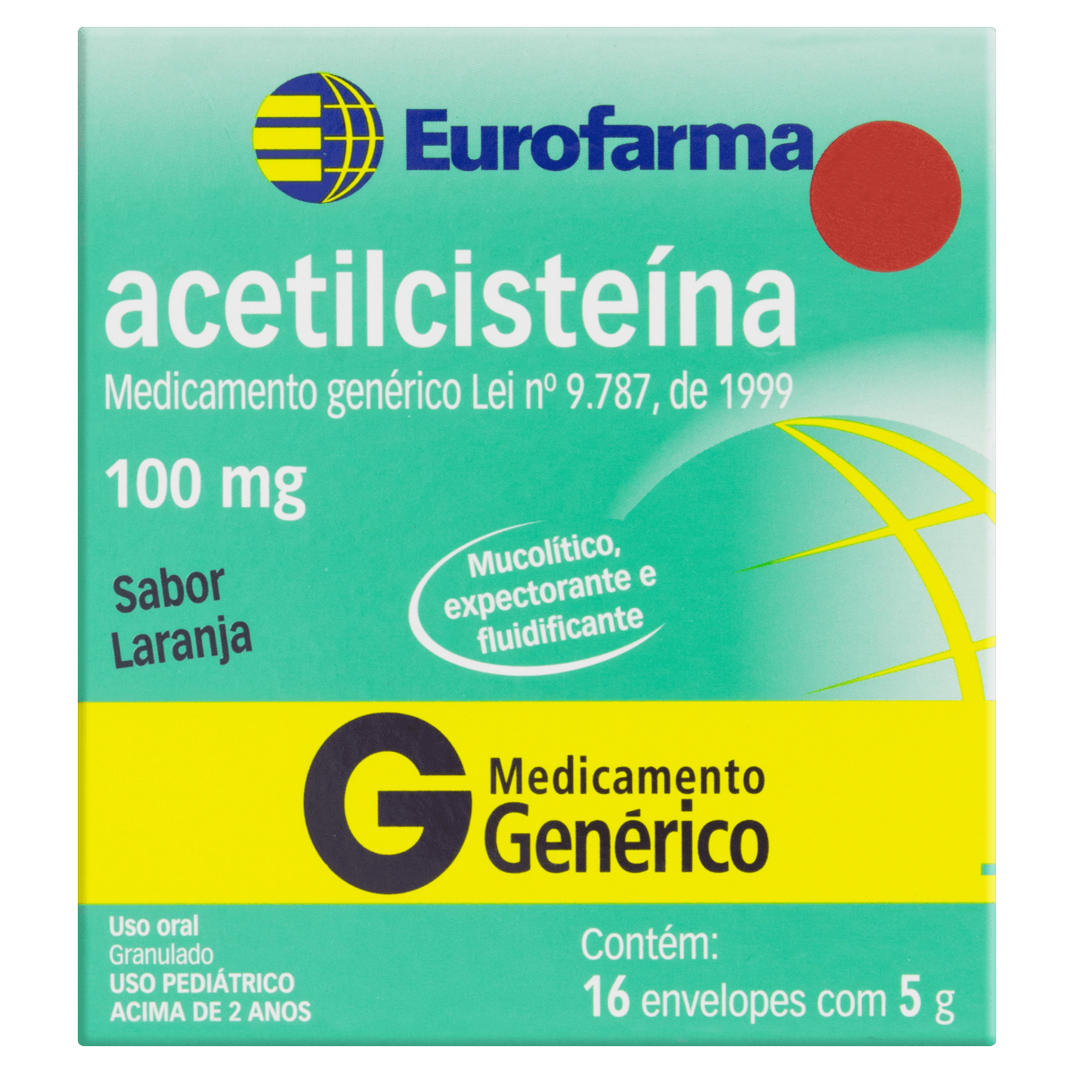 Acetilcisteína 100Mg 16 Sachês Granulado - Eurofarma
