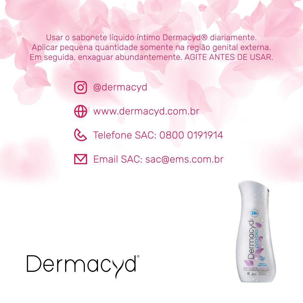 Kit Sabonete Líquido Íntimo Delicata Jasmim 200ml + 100ml Dermacyd Pro-Bio - Imagem 3