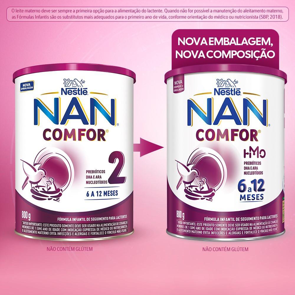 Fórmula Infantil para Lactentes Nan Comfor HMO Lata 800g Nestle - Imagem 2