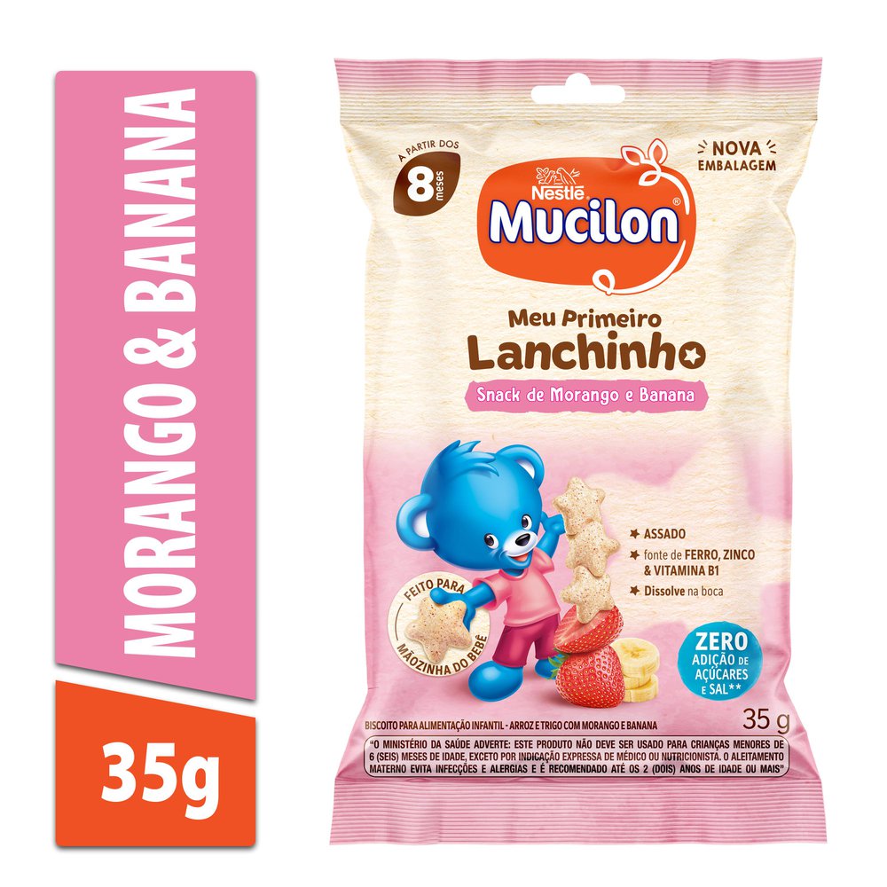 Snack Meu Primeiro Lanchinho Mucilon Morango e Banana - 35g