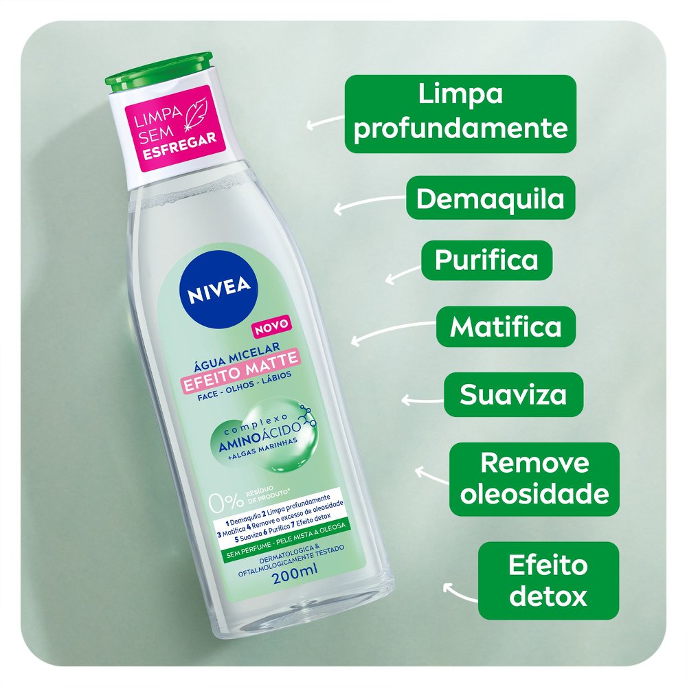 NIVEA Água Micelar Solução de Limpeza 7 em 1 Efeito Matte 200ml - Imagem 4