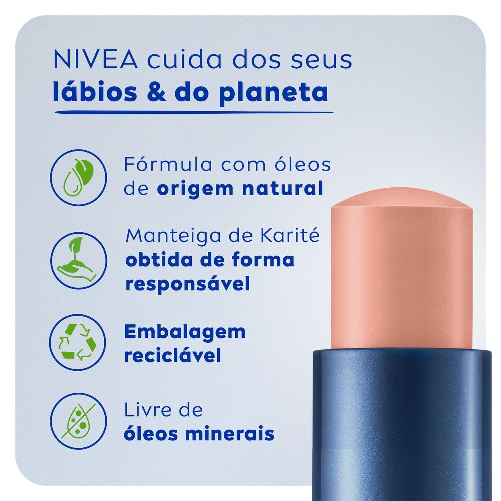 NIVEA Hidratante Labial Hidra Color 2 em 1 Nude 4,8g - Imagem 7