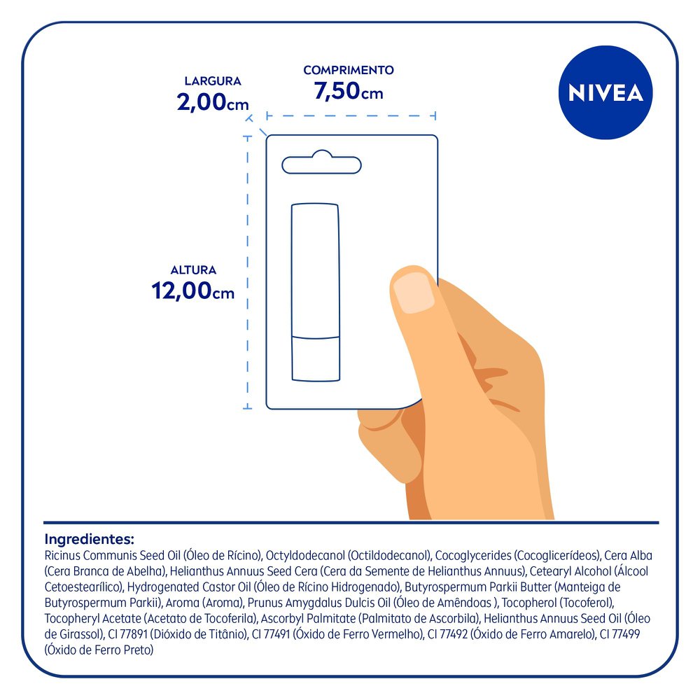 NIVEA Hidratante Labial Hidra Color 2 em 1 Nude 4,8g - Imagem 9
