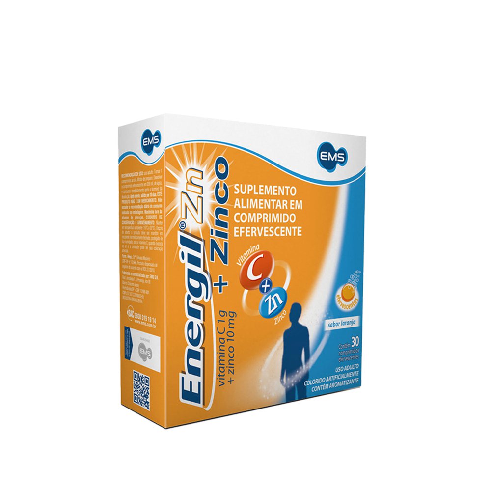 Energil Zinco 1G+10Mg - 30 Comprimidos Efervecentes