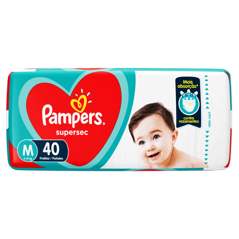 Pampers Fralda Descartável Alta Absorção 3 Canais Antivazamento Supersec M 40 Unidades - Imagem 4
