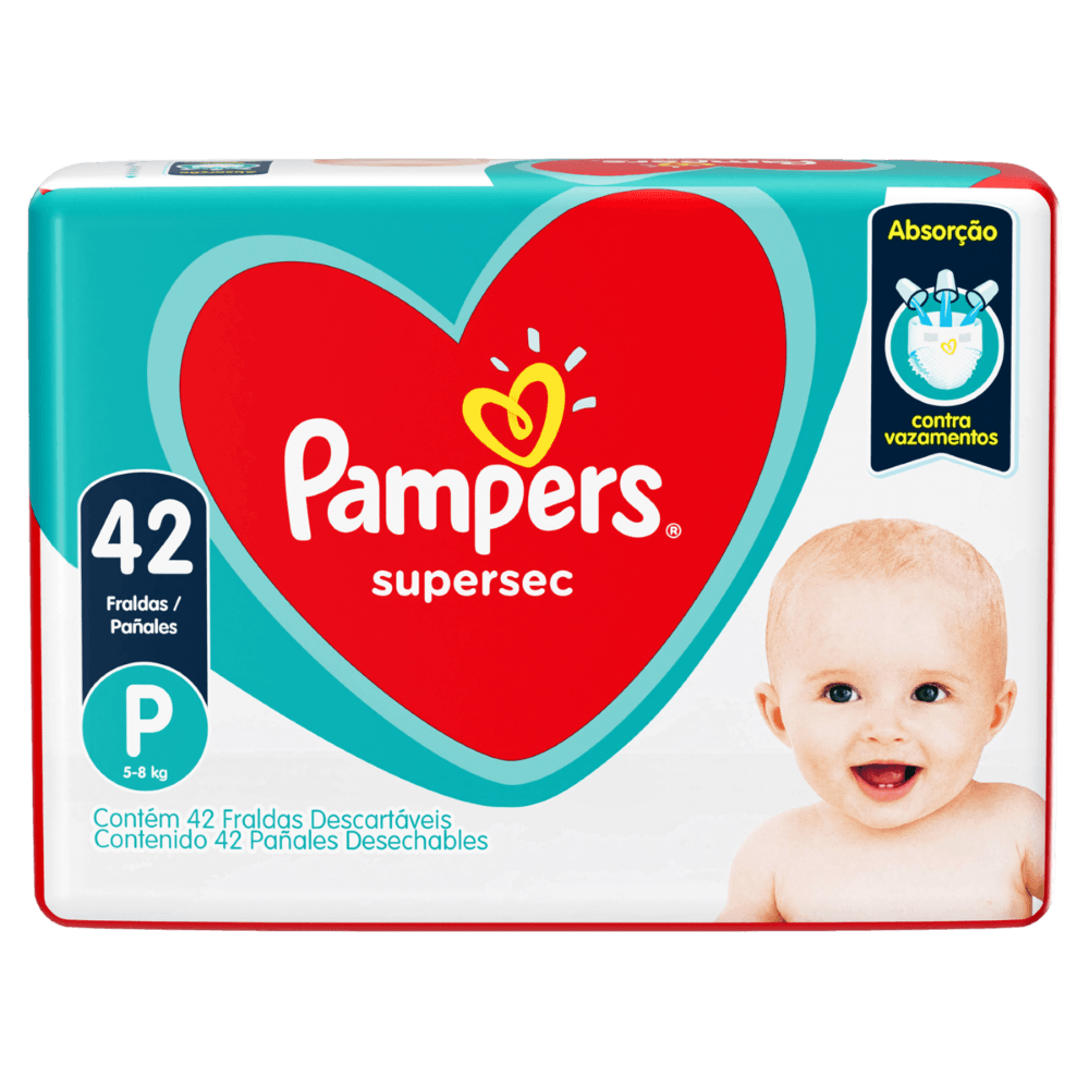 Pampers Fralda Descartável Supersec P 42 Unidades - Absorção Rápida 12h