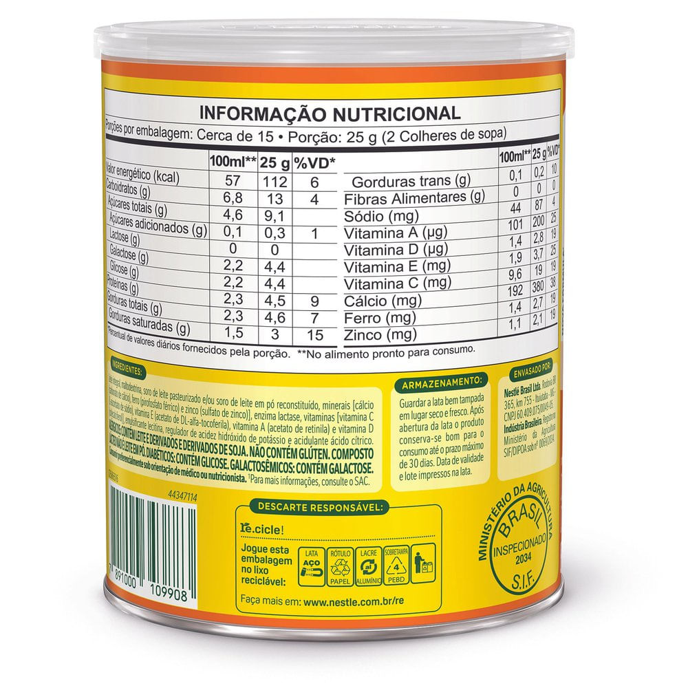 Composto Lácteo Zero Lactose Ninho Lata 380g - Imagem 3