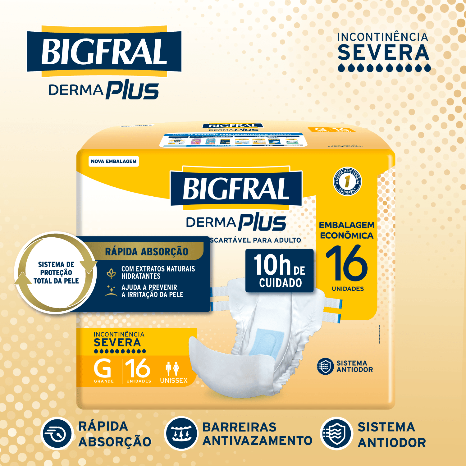 Fralda Geriátrica Bigfral Derma Plus G - 16 unidades - Imagem 3