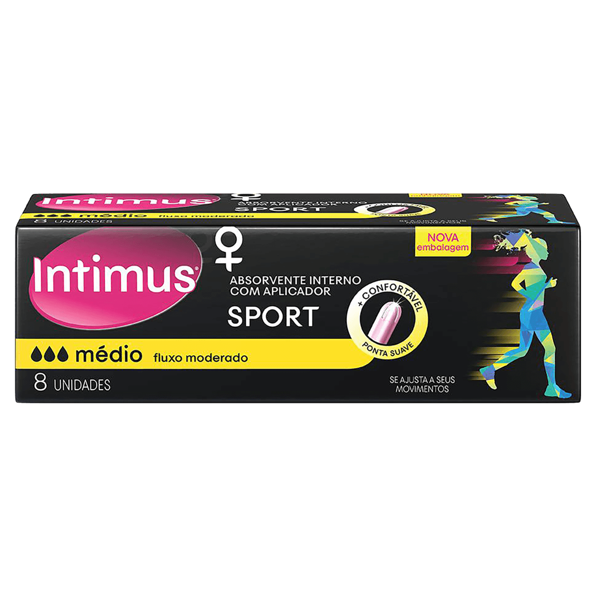 Absorvente Interno Sport Médio 8 Unidades com Aplicador Fluxo Moderado Intimus