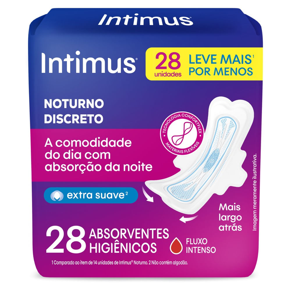Absorvente Intimus® Noturno Discreto C/Abas - 28 UN